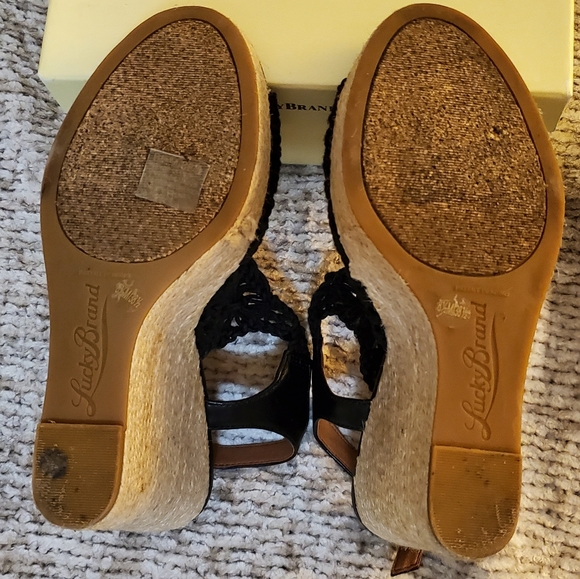 Lucky Brand Rilo Black Macrame Espadrille Wedge Sandal - Picture 11 of 11